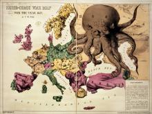 Political map of Europe in the year 1877 with Russia depicted as an Octopus Political map of Europe in the year 1877 with Russia depicted as an Octopus