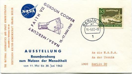 Postkarte Ausstellung „Raumforschung zum Nutzen der Menschheit“, 1963  © Urania Berlin
