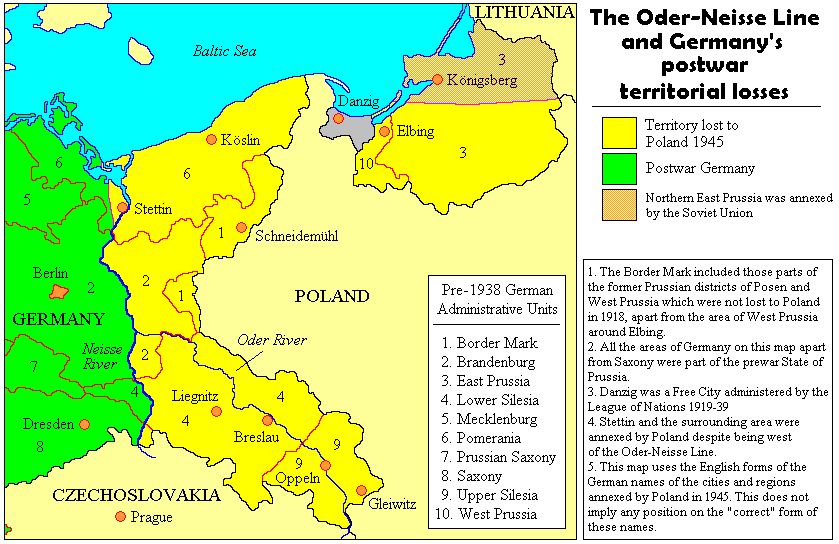 Die Oder-Neiße-Linie zwischen Deutschland und Polen erkannte die Bundesrepublik erst 1970 an und 1990 fand die Grenzregelung ihre Bestätigung. Quelle: Wikimedia Commons. Lizenz: CC BY-SA 3.0.