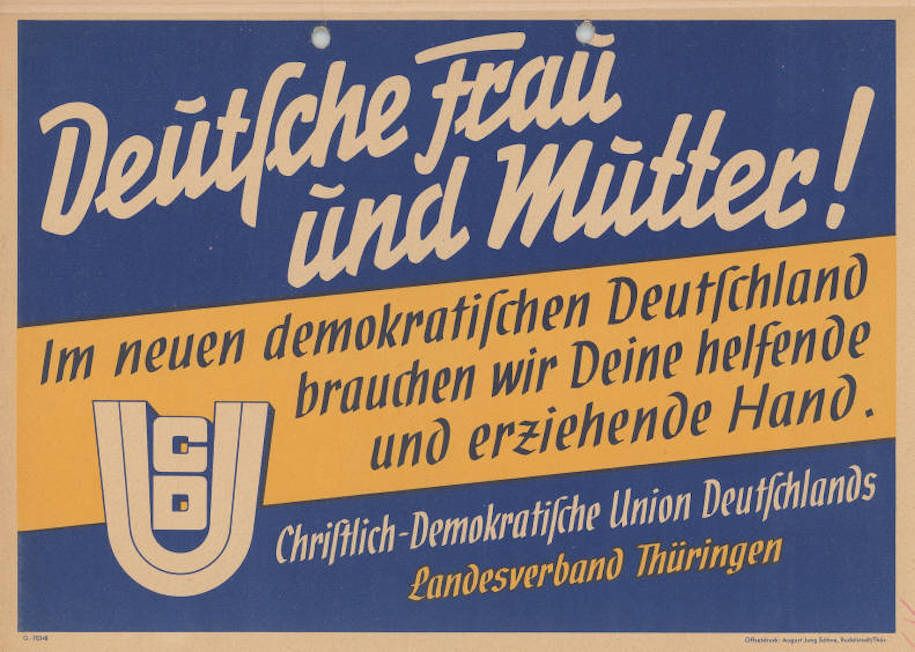 August Jung Söhne, Rudolstadt/Thür., Objekt-Signatur: 10-024 : 3055, Bestand: Plakate aus der SBZ/DDR (10-024), GliederungBestand10-18: Ost-CDU / CDUD / Exil-CDU; Quelle: Wikimedia Commons; Lizenz: KAS/ACDP 10-024 : 3055 CC-BY-SA 3.0 DE.