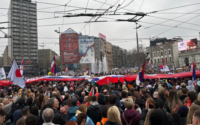 Slavija-Platz, Belgrad, 15. März 2025.