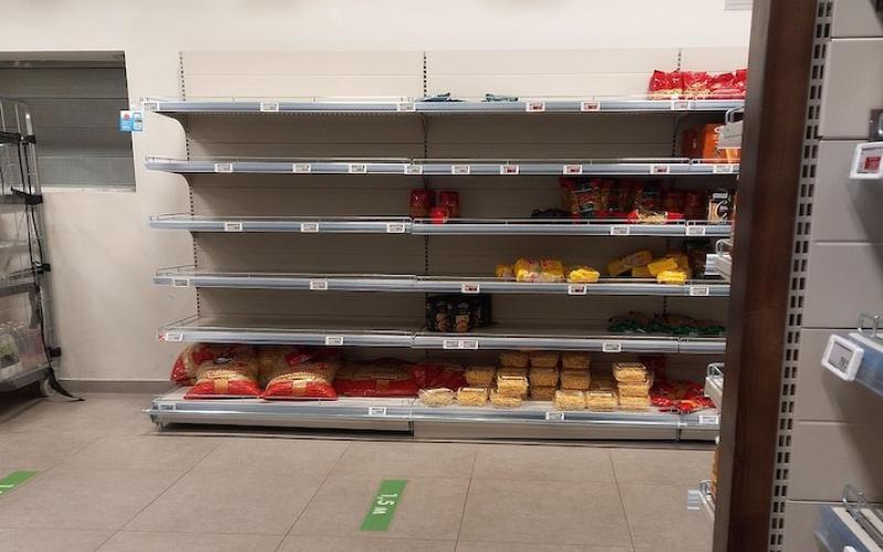 Empty shelves in a Russian supermarket 