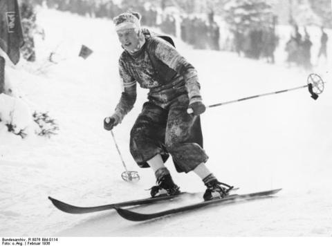 IV. Olympische Winterspiele in Garmisch-Partenkirchen 1936. Abfahrtslauf der Damen, Jeannette Kessler (Großbritannien)
