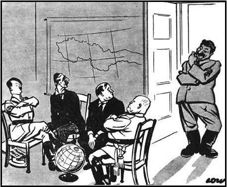 &quot;What, no chair for me?&quot; (Karikatur von David Low, 30.9.1938).