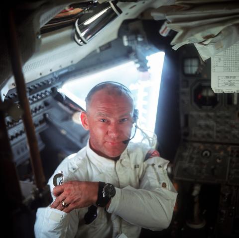 Edwin "Buzz" Aldrin during the lunar landing mission Edwin "Buzz" Aldrin during the lunar landing mission