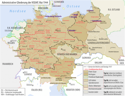 Karte Großdeutsches Reich, 1944. Quelle: Bennet Schulte/Wikipedia (Urheber) / CC-BY-SA