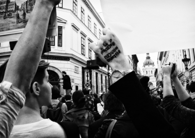 #istandwithceu. Demonstration in Ungarn gegen die Schließung der Central European University, 4. April 2017.