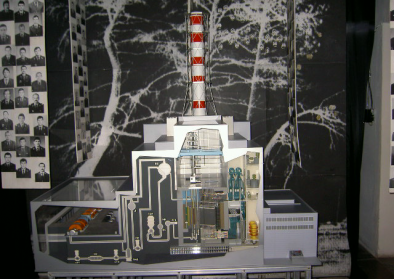 Schematische Darstellung des Reaktorblocks im Ukrainischen Nationalen Čornobyl’-Museum Kyïv