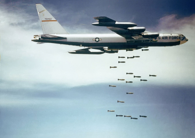 B-52 Stratofortress dropping bombs in the 1960's over Vietnam
