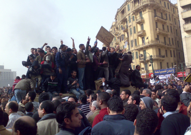 Demonstrators on Army Truck in Tahrir Square, Cairo Demonstrators on Army Truck in Tahrir Square, Cairo