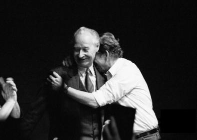 Václav Havel embraces Alexander Dubček at a meeting in the Laterna Magika theatre in Prague, at 24 November 1989. That same night the whole leadership of the Czechoslovak Communist Party resigns. Václav Havel embraces Alexander Dubček at a meeting in the Laterna Magika theatre in Prague, at 24 November 1989. That same night the whole leadership of the Czechoslovak Communist Party resigns.