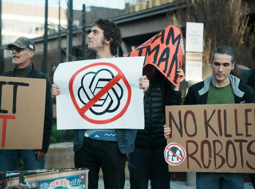Protestierende gegen die AI-Konzerne