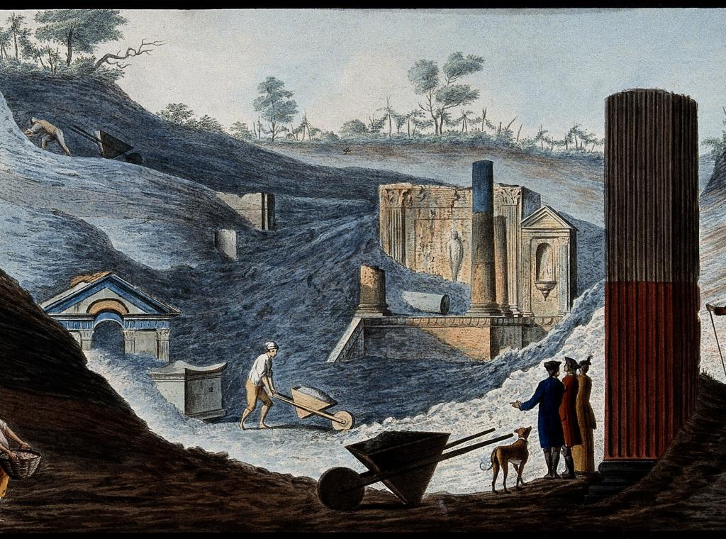 Ausgrabung des Isistempels in Pompeji