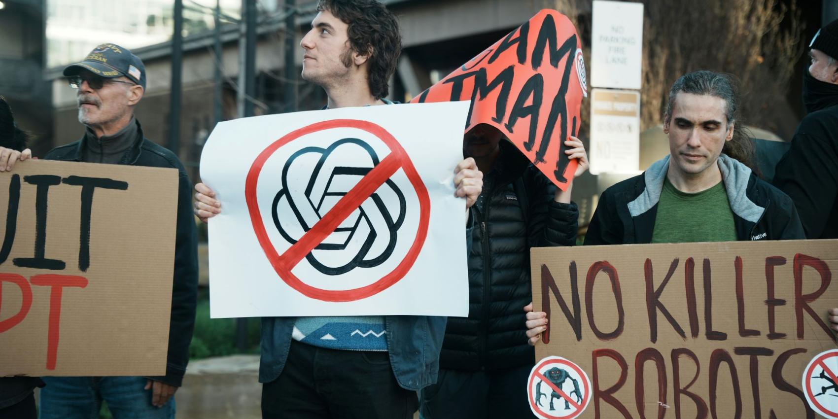 Protestierende gegen die AI-Konzerne