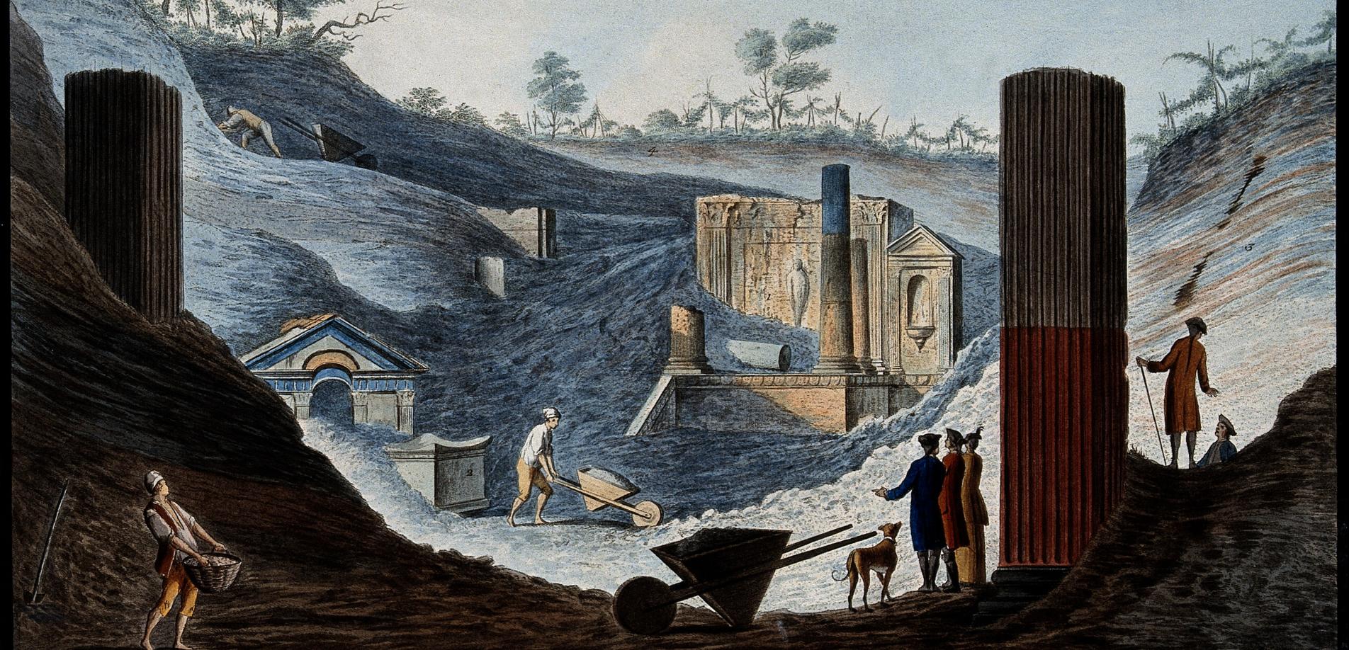Ausgrabung des Isistempels in Pompeji