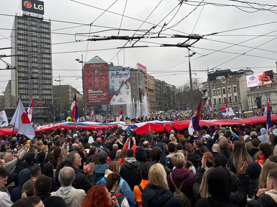 Slavija-Platz, Belgrad, 15. März 2025.