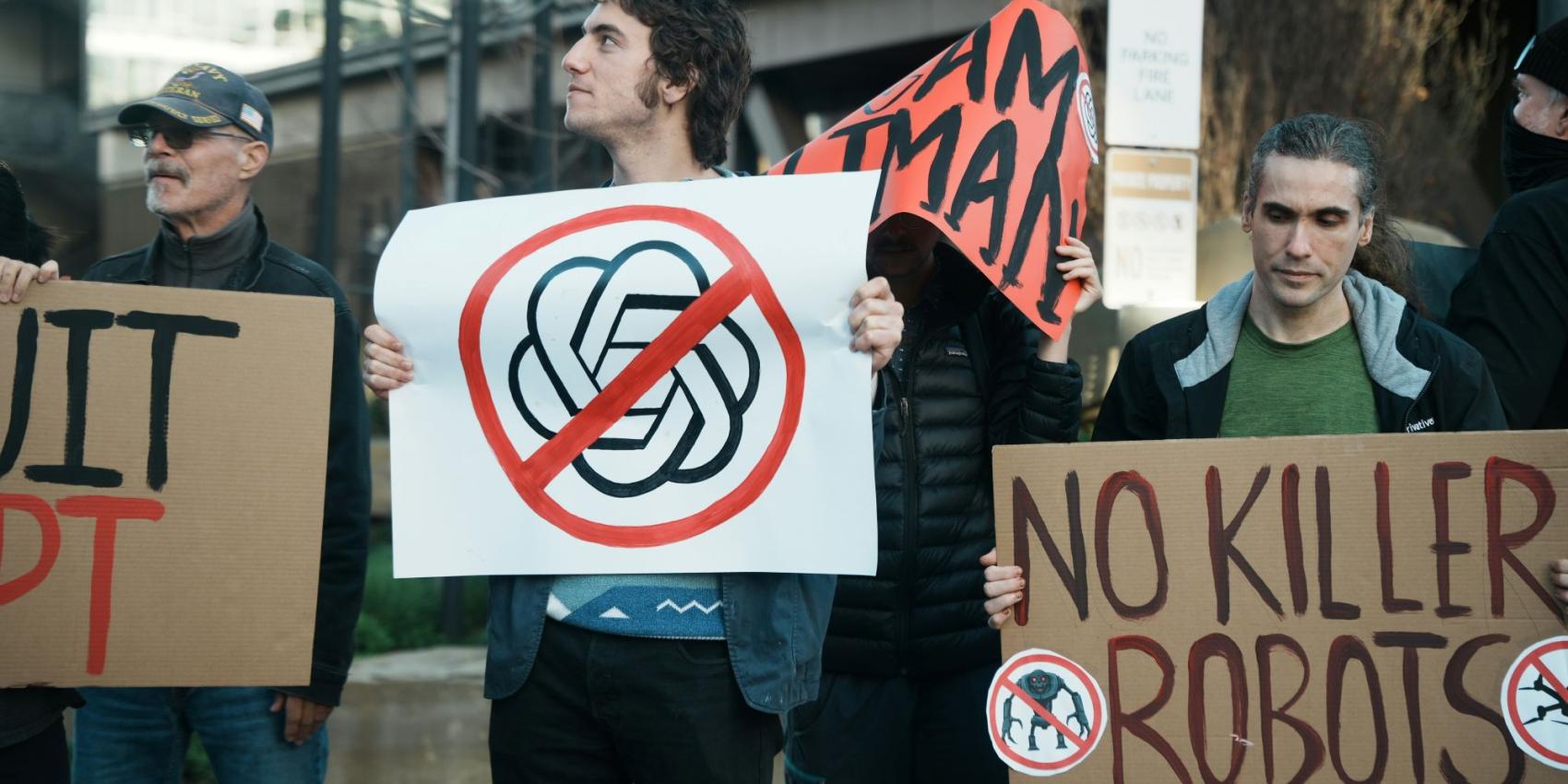 Protestierende gegen die AI-Konzerne