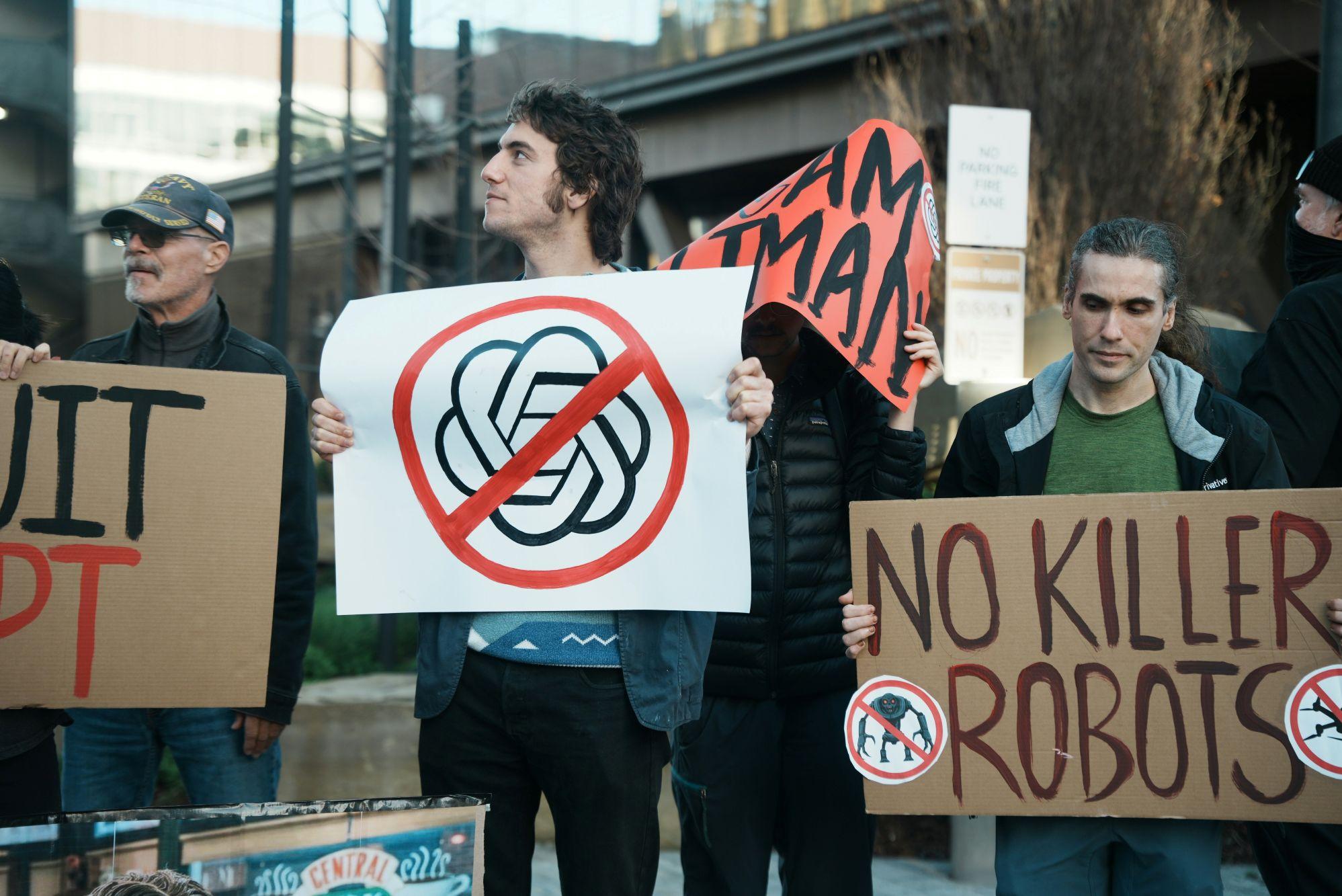 Protestierende gegen die AI-Konzerne
