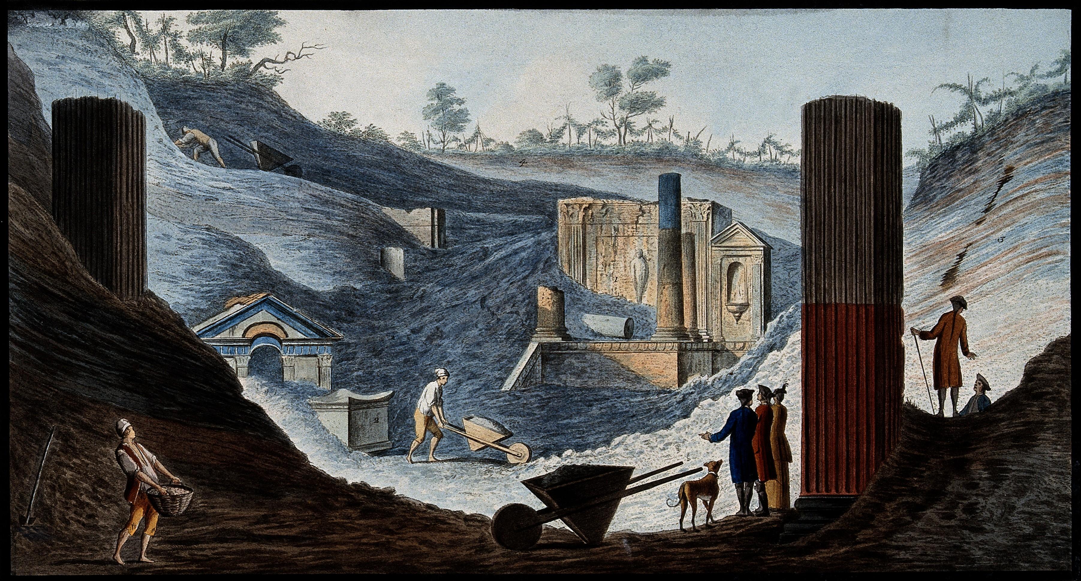 Ausgrabung des Isistempels in Pompeji