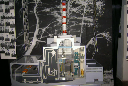 Schematische Darstellung des Reaktorblocks im Ukrainischen Nationalen Čornobyl’-Museum Kyïv