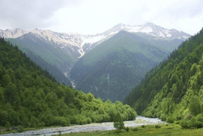 Landscape in South Ossetia near Dzattiatykau