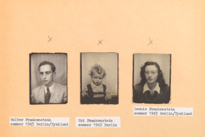 Passbilder Walter, Peter-Uri und Leonie Frankenstein nach der Befreiung, Berlin Sommer 1945