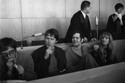 Proll, Baader und Ensslin während des Prozesses, Oktober 1968